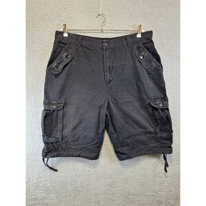 Noiz Jeans Cargo Shorts Mens 40 (Fits W37) Black Utility Gorpcore Streetwear Y2K